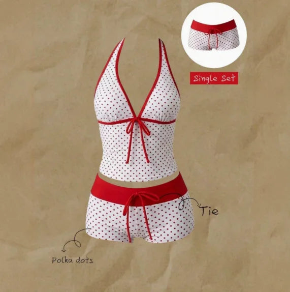 TANKINI™ 2 Pièces Halter à Pois | Maillot de Bain Femme Taille Haute Été 2026
