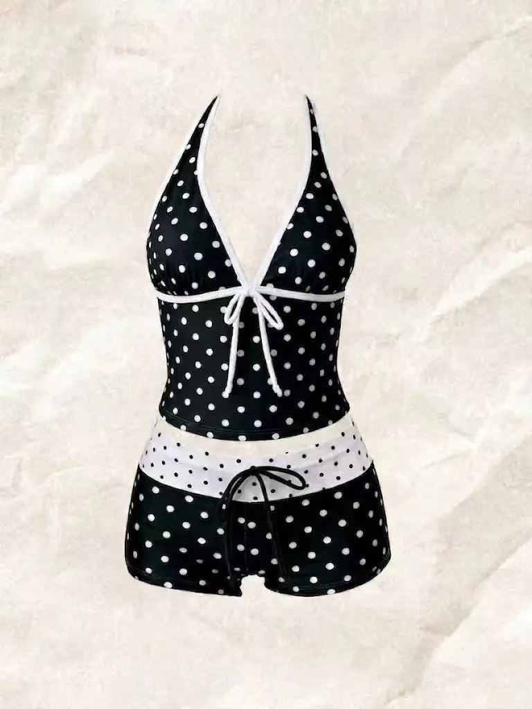 TANKINI™ 2 Pièces Halter à Pois | Maillot de Bain Femme Taille Haute Été 2026