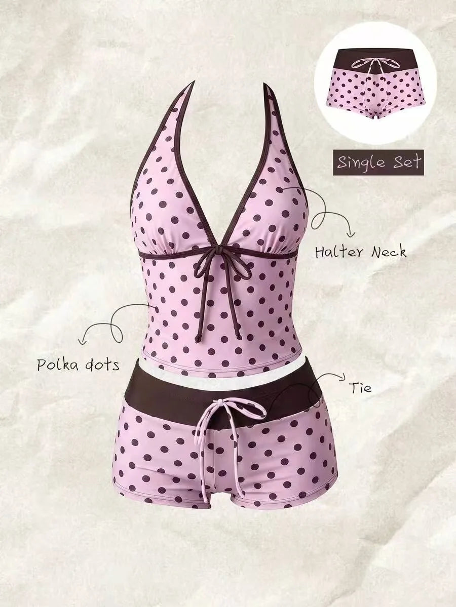 TANKINI™ 2 Pièces Halter à Pois | Maillot de Bain Femme Taille Haute Été 2026
