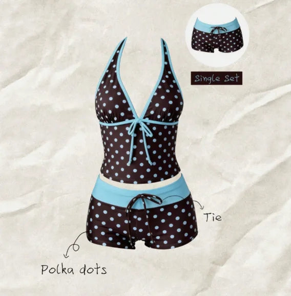 TANKINI™ 2 Pièces Halter à Pois | Maillot de Bain Femme Taille Haute Été 2026